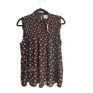 Maeve Darby Navy Blue Polka Dot Blouse Size 8 Top NWT Anthropologie Sleeveless